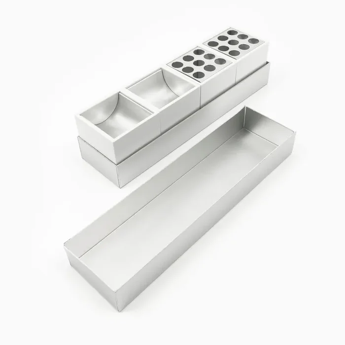 Aluminium-Schreibtischset CANARIE von Bruno Munari – Schwarz 2 Aschenbecher + 1 Stifthalter + 1 Büroklammerhalter