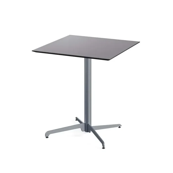 Aluminum bistro table X Cross low aluminum, square table top, HPL surface, black, WTH 700 x 700 x 740 mm