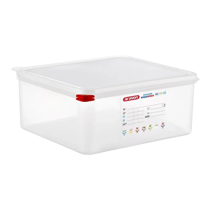 ARAVEN gastronorm container with lid, polypropylene, GN 2/3 (150 mm)