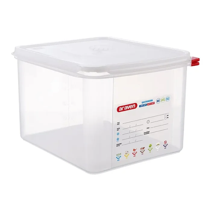 ARAVEN Gastronormbehälter mit Deckel, Polypropylen, GN 1/2 (200mm)