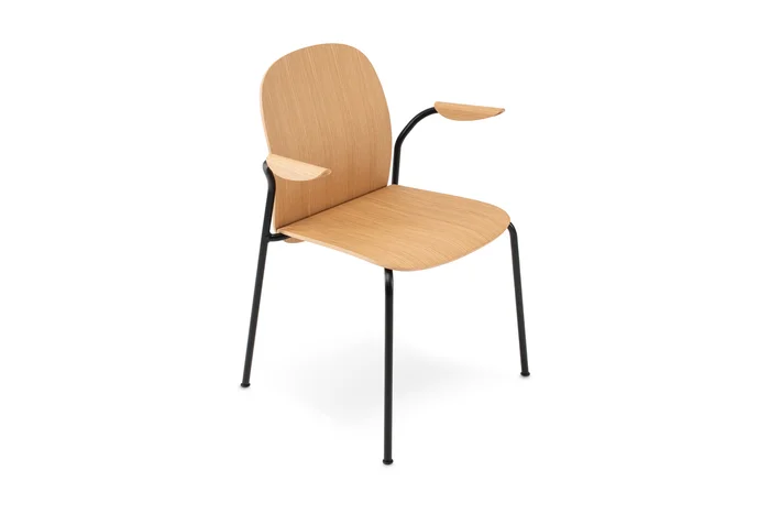 Armlehnstuhl Book, Holzsitzfläche