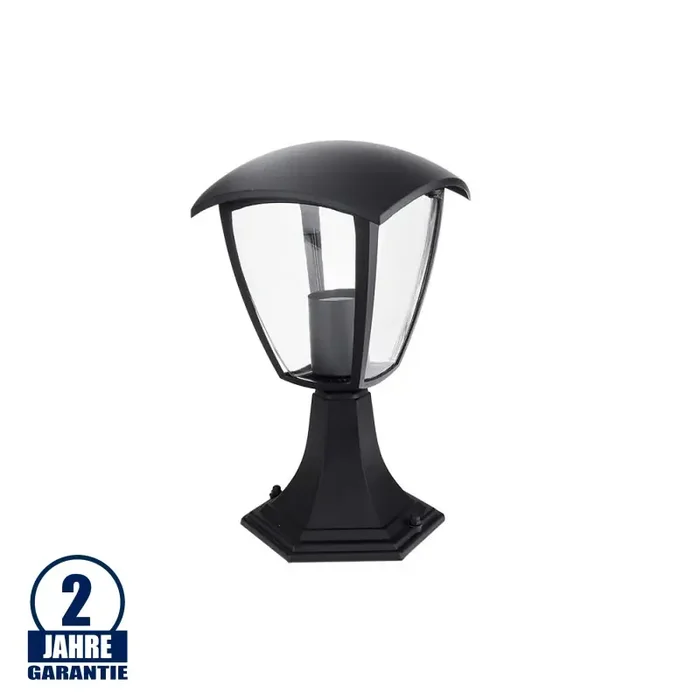 Außen Laterne mit E27 Fassung Standmontage Schwarz