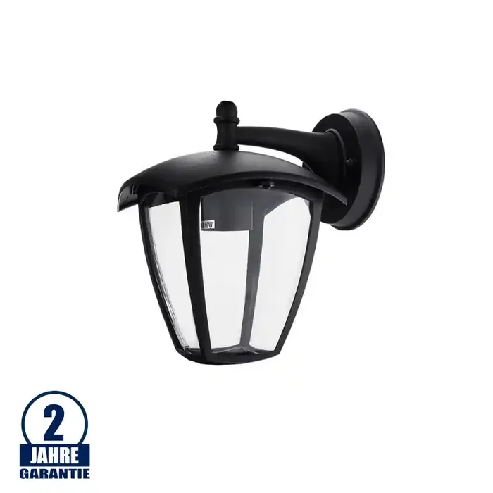 Außen Laterne mit E27 Fassung Wandmontage „Down“ Schwarz