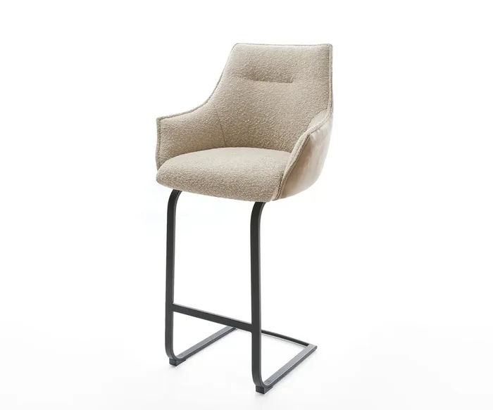 Barstuhl Alja-Flex Materialmix Mikrofaser Schlamm / Bouclé Schlamm Freischwinger flach Metall Schwarz Taschenfederkern