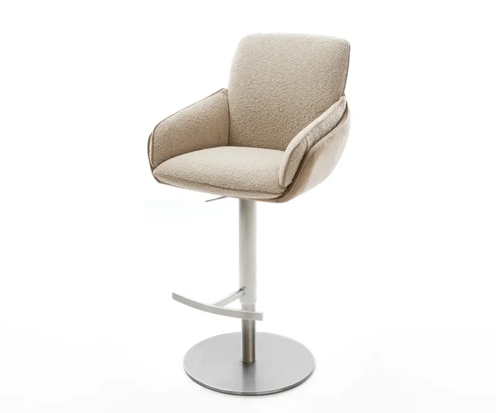 Barstuhl Luan-Flex Materialmix Schlamm Drehfuß höhenverstellbar Edelstahl drehbar Taschenfederkern