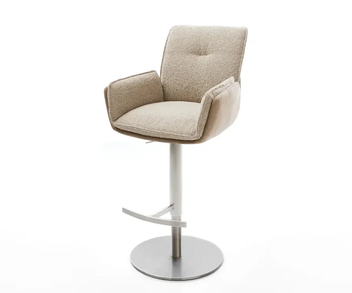 Barstuhl Nela-Flex Materialmix Schlamm Drehfuß höhenverstellbar Edelstahl drehbar Taschenfederkern