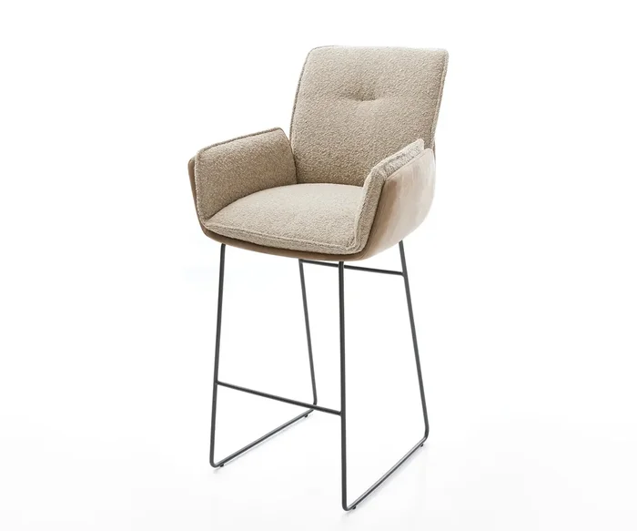 Barstuhl Nela-Flex Materialmix Schlamm Kufengestell Metall Taschenfederkern