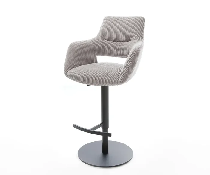 Barstuhl Yago-Flex Cord Silbergrau Drehfuß höhenverstellbar Metall Schwarz drehbar Taschenfederkern