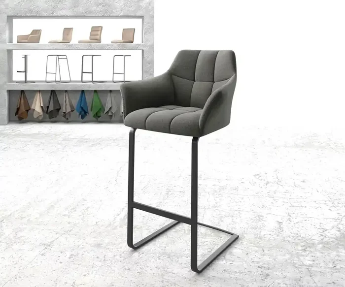 Barstuhl Yulo-Flex Strukturstoff Anthrazit Freischwinger flach Metall