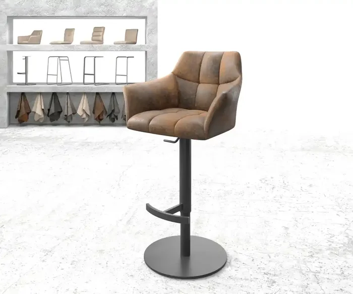 Barstuhl Yulo-Flex Vintage Braun Drehfuß höhenverstellbar Metall