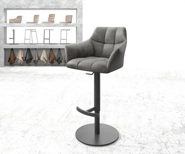 Barstuhl Yulo-Flex Vintage Grau Drehfuß höhenverstellbar Metall