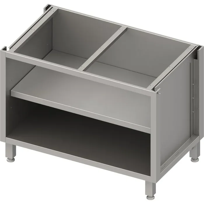 Base unit box version 2.0, for legs/plinth frame, open, with intermediate shelf 1500x640x660 mm