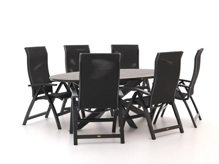 Bellagio Fermo/Fidenza ovaal 220 cm Gartenmöbel-Set 7-Teilig verstelbaar