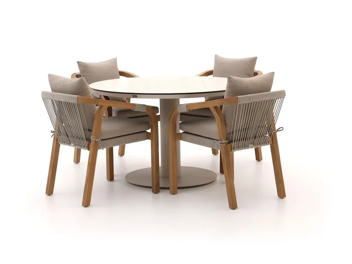 Bellagio Perzano/La Fonte ø 120 cm Gartenmöbel-Set 5-Teilig stapelbar