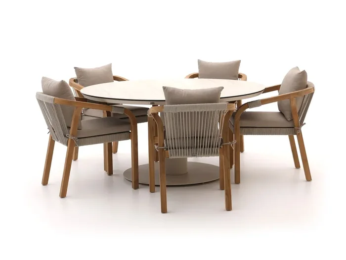 Bellagio Perzano/La Fonte ø 150 cm Gartenmöbel-Set 6-Teilig stapelbar