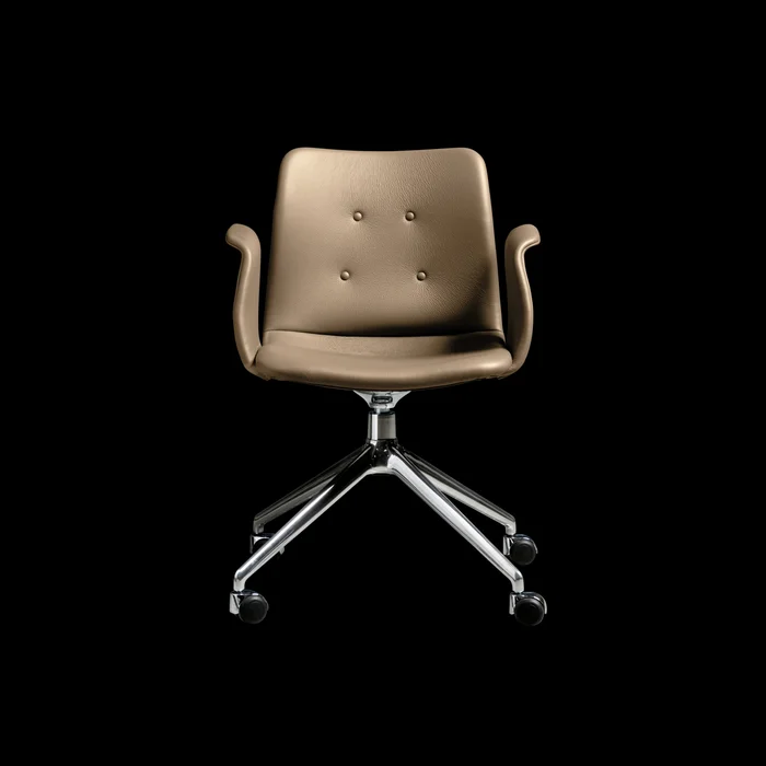 Bent Hansen Primum 4-Star Esszimmerstuhl mit Drehgelenk und Rollen, Polierter Stahl/Zenso 3 228