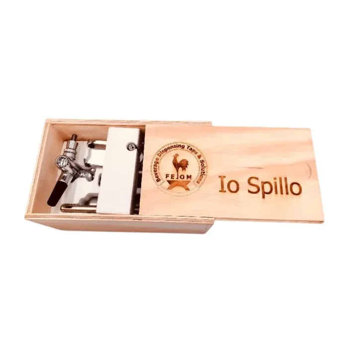 Bierzapfanlage für 5l Dosen mit 16g Mini-Druckminderer & Kompensatorschankhahn in Excl. Holzbox