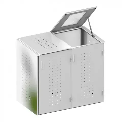 Binto 2er Mülltonnenbox Edelstahl – mit Klappdeckeln