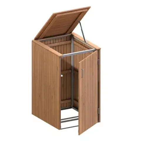 Binto Mülltonnenbox Hartholz – mit Klappdeckel