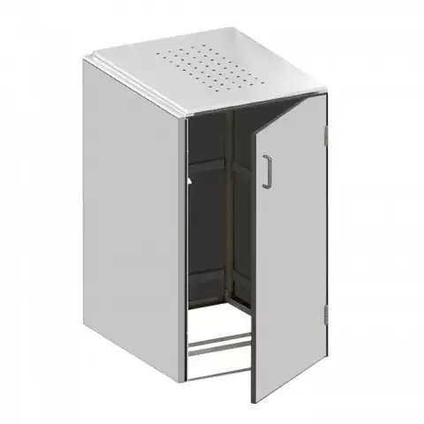 Binto Mülltonnenbox HPL lichtgrau – mit Edelstahl Klappdeckel