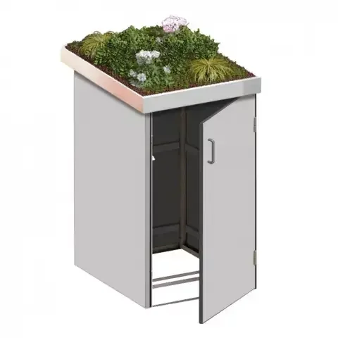 Binto Mülltonnenbox HPL lichtgrau – mit Pflanzschale