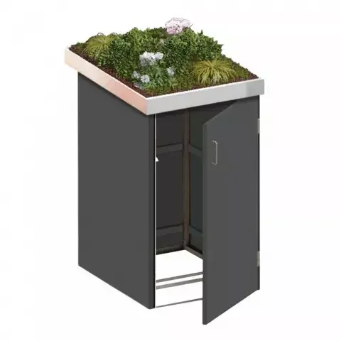 Binto Mülltonnenbox HPL schiefer – mit Pflanzschale