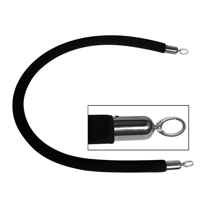 Black connecting rope, chrome fittings, length 150 cm