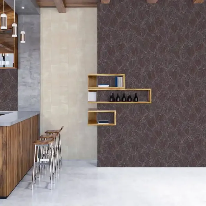 Blätter-Tapete Dunkelgrau Violett – Modernes Blattmuster – Mustertapete