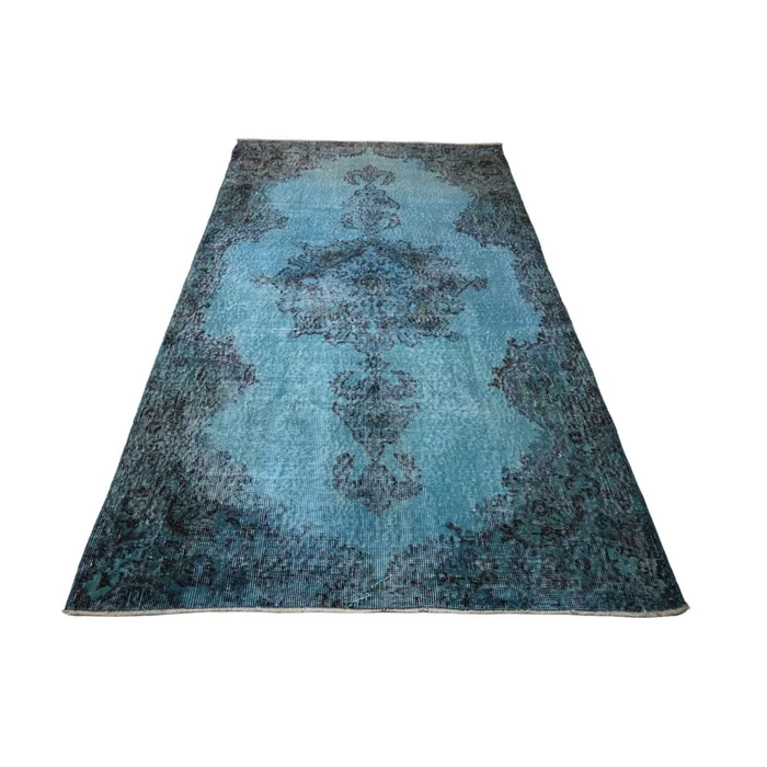 Blauer Vintage-Teppich – 208 x 115 cm – HANDGEFERTIGT