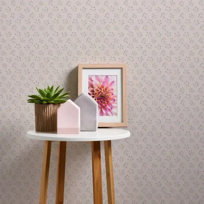 Blümchentapete creme blau – Vliestapete Landhaus A.S. Création – matt leicht strukturiert