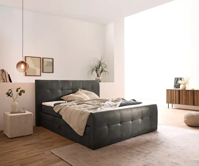 Boxspringbett Amarillo 180×200 cm Anthrazit mit Bettkasten