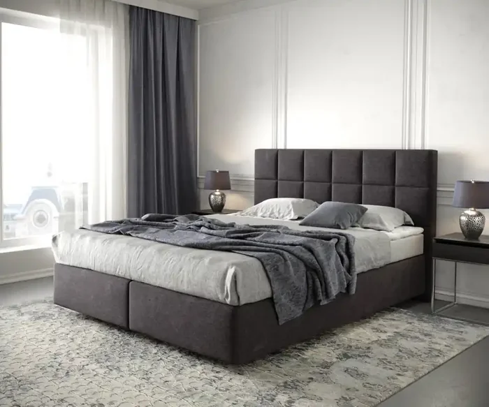 Boxspringbett Dream-Fine 160×200 cm Mikrofaser Schwarz mit Matratze und Topper