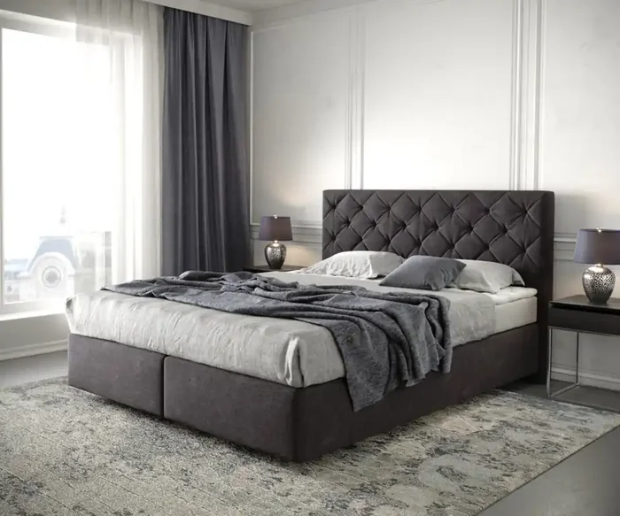 Boxspringbett Dream-Great 160×200 cm Mikrofaser Schwarz mit Matratze und Topper