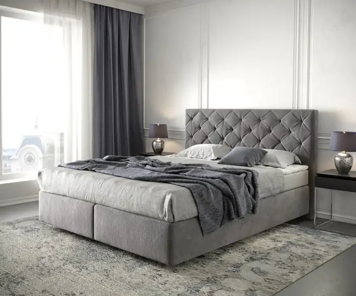 Boxspringbett Dream-Great 160×200 cm Mikrofaser Taupe mit Matratze und Topper