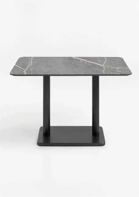 Brest Bistrotisch marble light grey 120x75cm – Schwarz