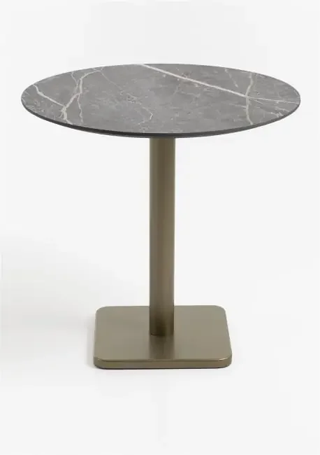Brest Bistrotisch marble light grey D80cm – Gold