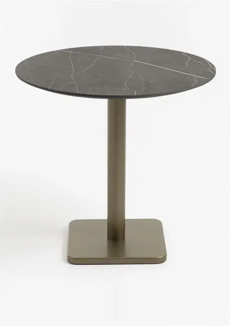 Brest Bistrotisch marble onyx D80cm – Gold