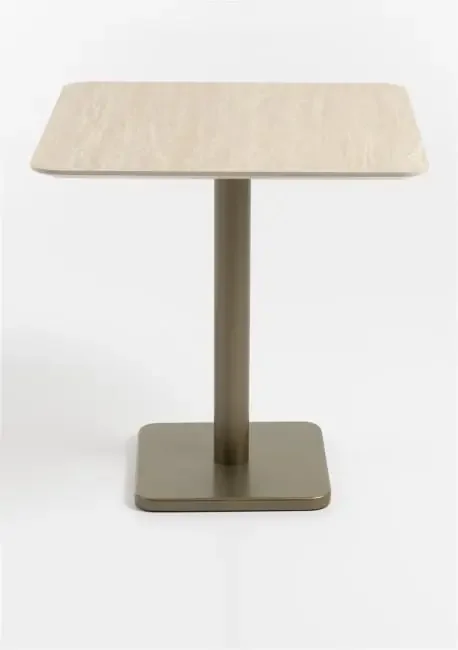 Brest Bistrotisch Travertine 75x75cm – Gold
