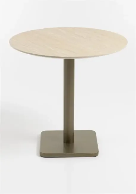 Brest Bistrotisch Travertine D80cm – Gold