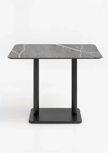 Brest Stehtisch marble light grey 120x75cm – Schwarz