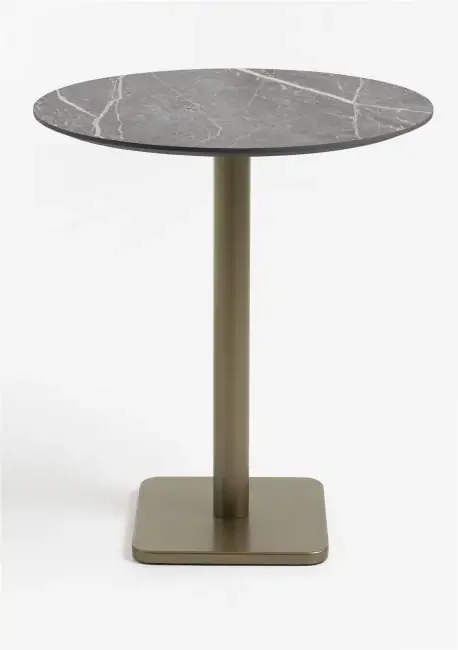 Brest Stehtisch marble light grey D80cm – Gold