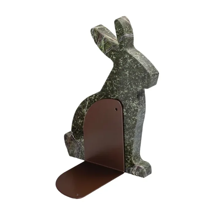 Buchstütze BUNNY aus Marmor und Stahl von Alessandra Grasso – Grün / Rechtsausführung