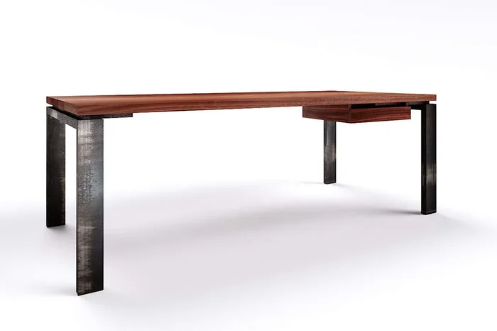 Bürotisch nach Maß Nussbaum massiv Vardak