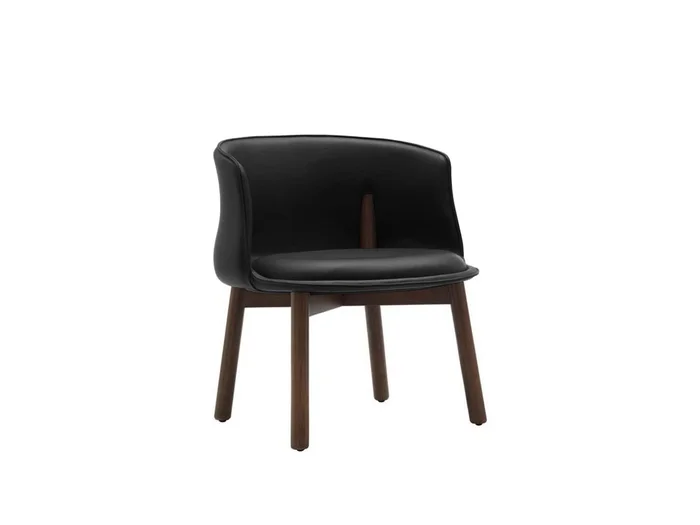 Cappellini Peg Sessel – Schwarzes Leder / Nussbaum gebeizte Esche Entworfen von Nendo