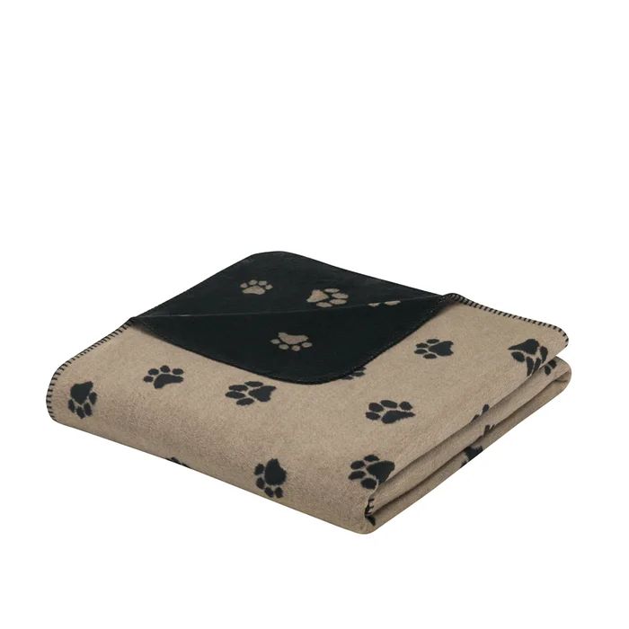 Cawö Wohndecke WE LOVE DOGS 62470 93 schwarz beige Pfoten