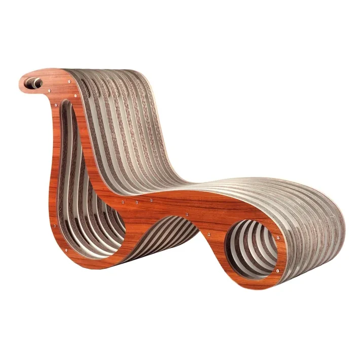 Chaise Longue X2CHAIR aus Karton und Holz – Canaletto-Walnussholz