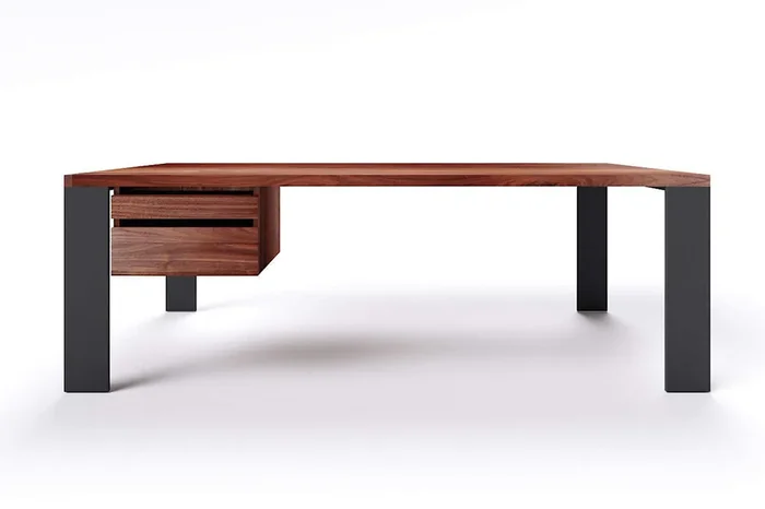 Chefschreibtisch modern Nussbaum massiv Hartok 15