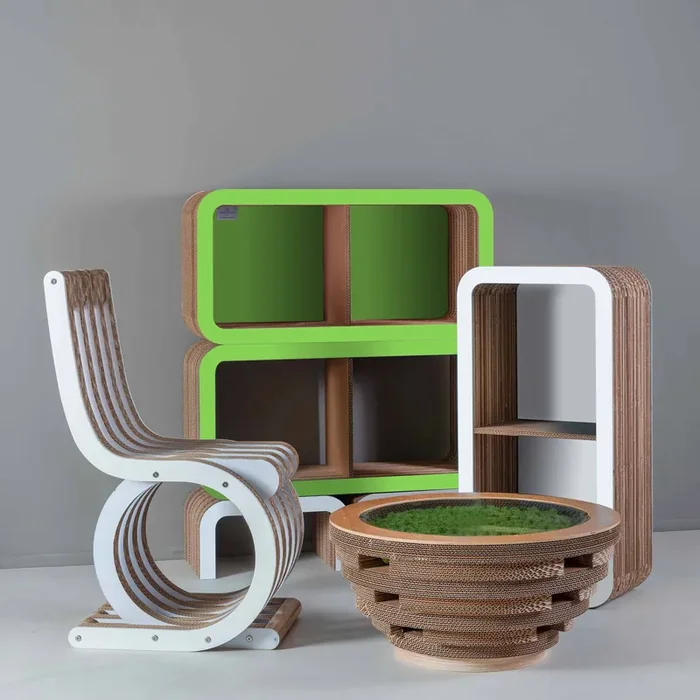 Couchtisch TAPPO CON LICHENI XL aus Karton und Holz