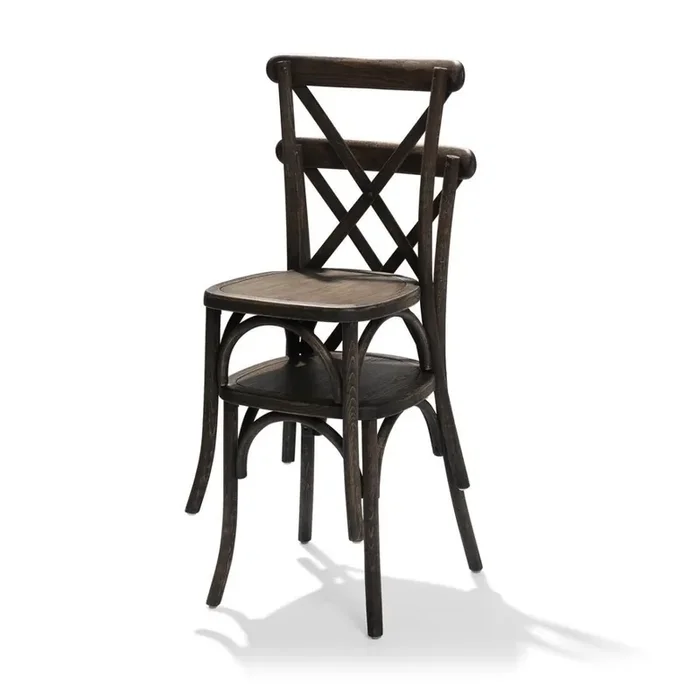 Crossback stacking chair solid wood, brown, 48x47x88cm (WxDxH), 50100
