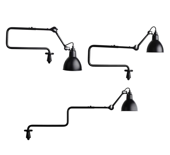 DCWéditions N°303 Wandleuchte konischer Schirm – Schwarzer Satinarm Entworfen von Bernard-Albin Gras